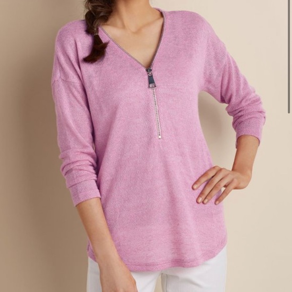 NWOT Soft Surroundings Valentina Zip Sweater - Light Blue (size S) - Picture 6 of 6